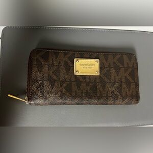 Michael Kors Dark Brown Wallet with Gold Plate